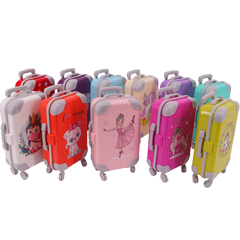 

1PC New Doll Accessories Cute Printed Suitcase Trunk For 18 Inch Doll