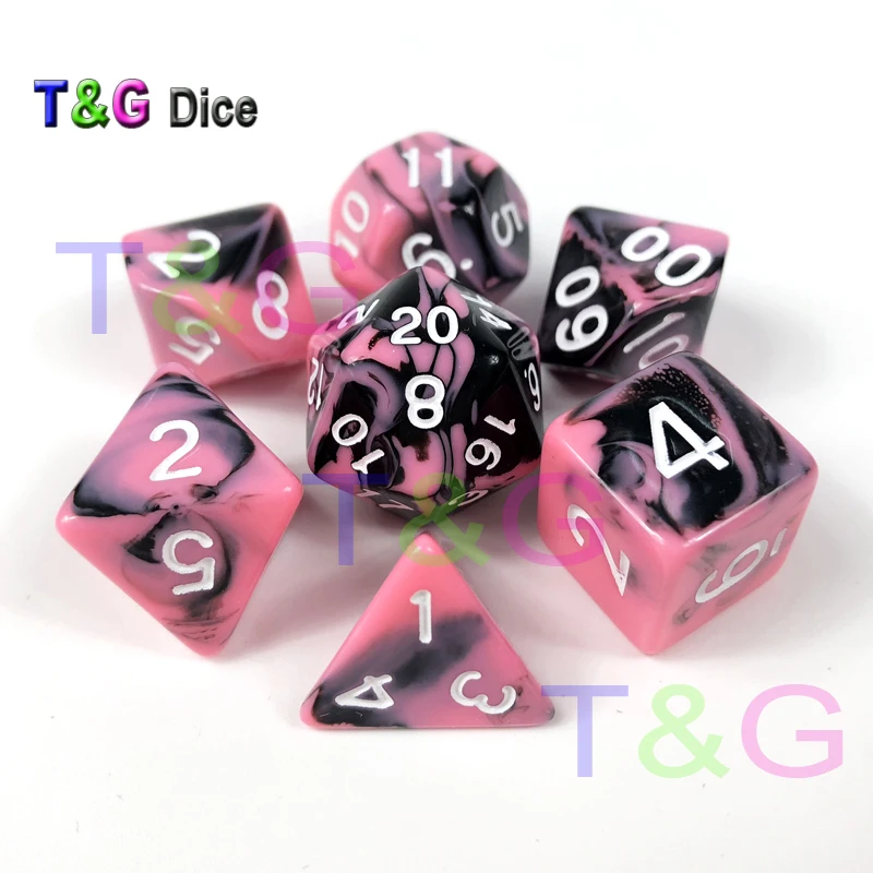 Забавный 2 цвета мульти сторонний кубики 7 игральные кости набор для D & RPG игры