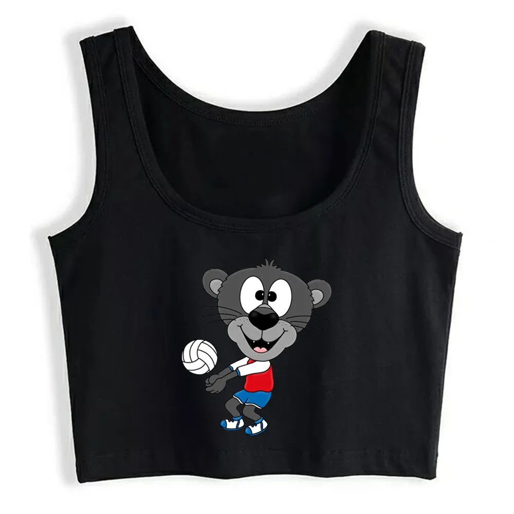 

Crop Top Women Panther Volleyball Sports Animal Fun Harajuku Tank Top Women Custom Women Clothes
