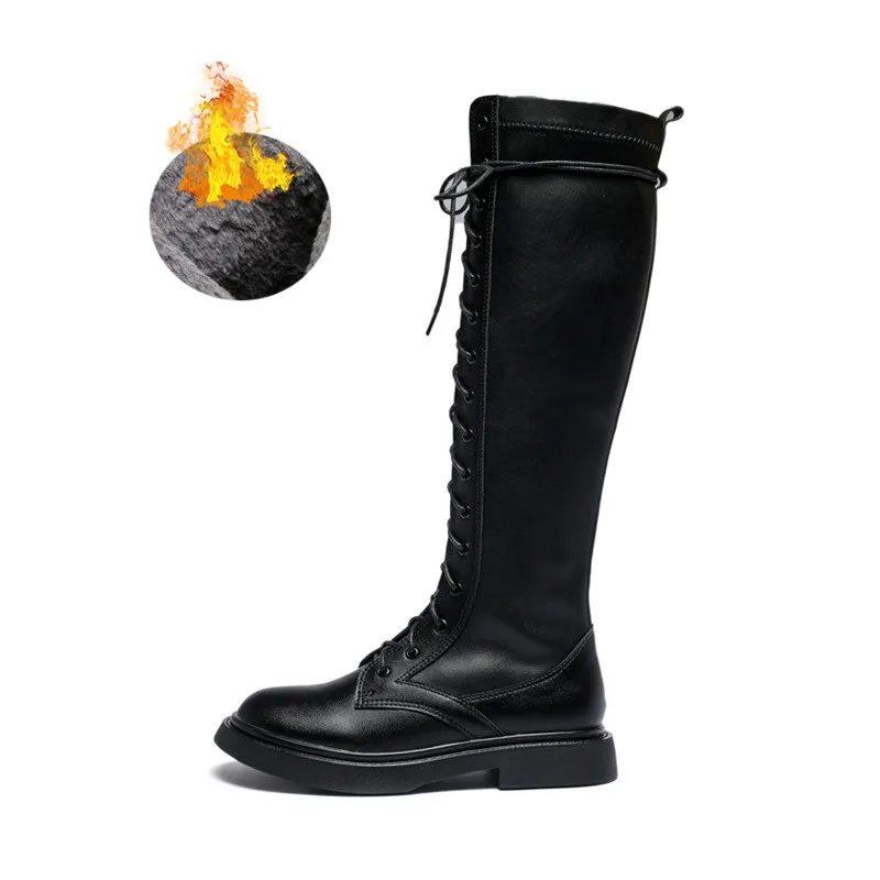 

Fujin/женские сапоги до колена; Прочные качественные мотоциклетные ботинки из мягкой кожи в стиле панк; Зимние сапоги; Женская зимняя обувь на ...