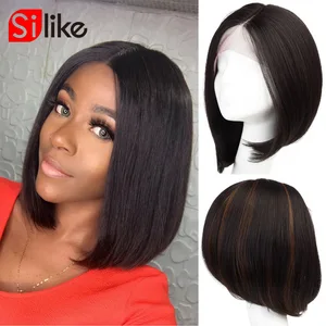 Прямые парики боб Silike с эффектом деграде, синтетические парики на фронтальной сетке, термостойкие волосы, парики на сетке для женщин