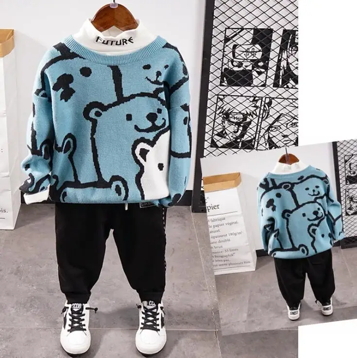 

BABY Boys Clothing Set Baby Spring Autumn Cartoon Sweater + T Shirt + Pants Children's 3 Piece Suits Kids Tracksuit 2-7Years