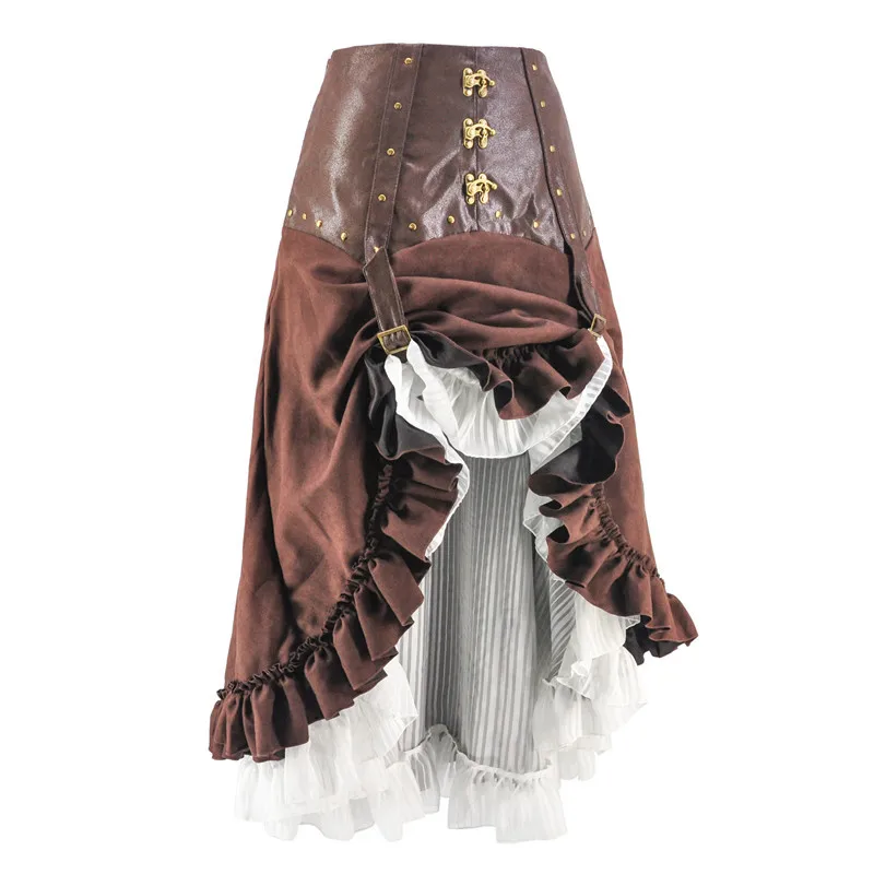 

New High Quality Medieval Renaissance Women Skirts Cosplay Vintage Steampunk Irregular Stage Skirt Halloween Costume Female
