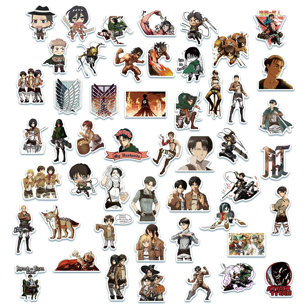 Maleta de Skateboard con personaje de dibujos animados, pegatina de Graffiti para decoraci&oacute;n, Anime Attacking gigante, 10/30/50 Uds., venta al por mayor-2
