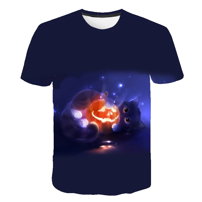 

Summer Children T Shirt Halloween pumpkin patternInteresting Cartoon T-Shirt Breathable O Neck Boy/Girl Casual T Shirt 4Y-14Y