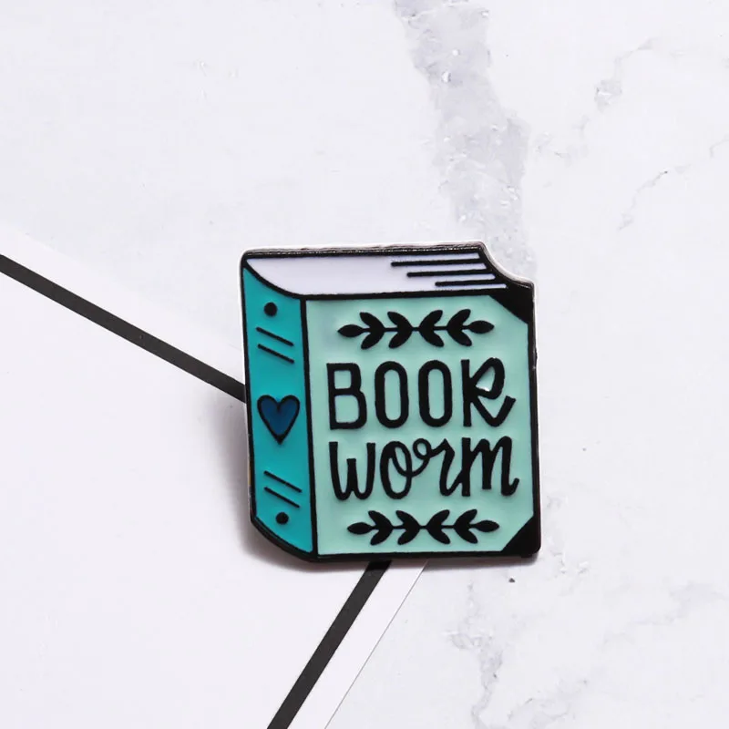 Зеленая книга булавка червь брошки пуговицы заколки джинсовая куртка значок для