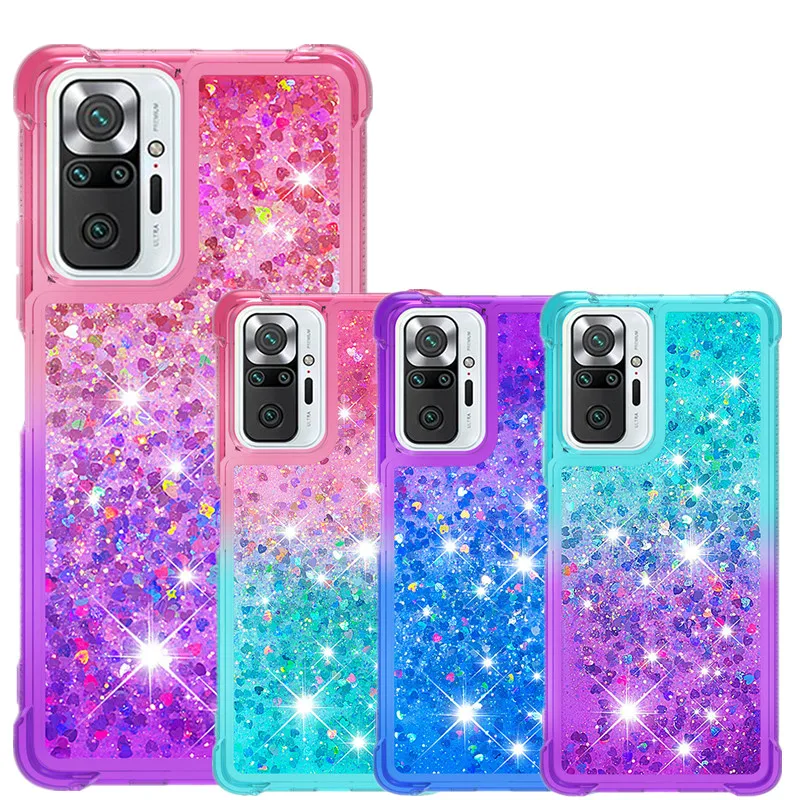 

Quicksand Phone Case For Xiaomi Redmi Note 10 Pro Max Note 10S 9 9T 5G Cases Soft TPU Dynamic Glitter Liquid Back Cover Funda