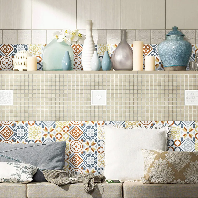 20 шт./лот 10/20 см винтажные европейские наклейки на плитку ретро ПВХ пол