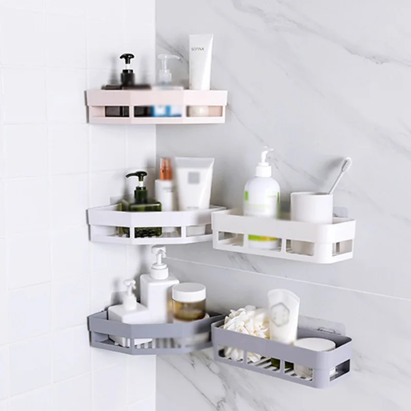 Полка органайзер для ванной комнаты корзина хранения шампуня и геля на клейкой
