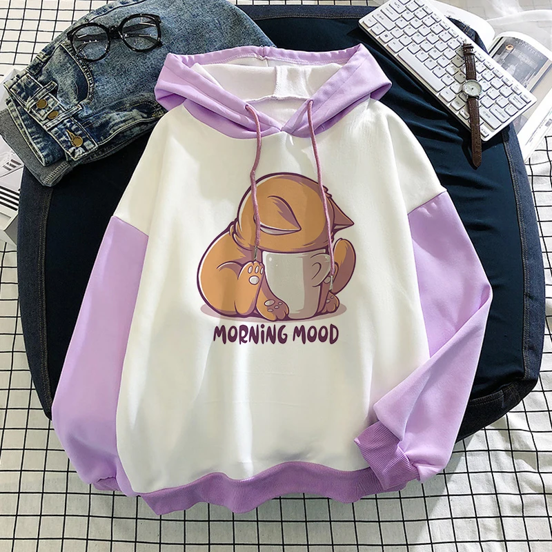 

2021 Cute Panda Sleeps Print Oversized Cartoon Hoodie Women's Sweatshirt Warm Pullover Woman Fashion Korean Loose