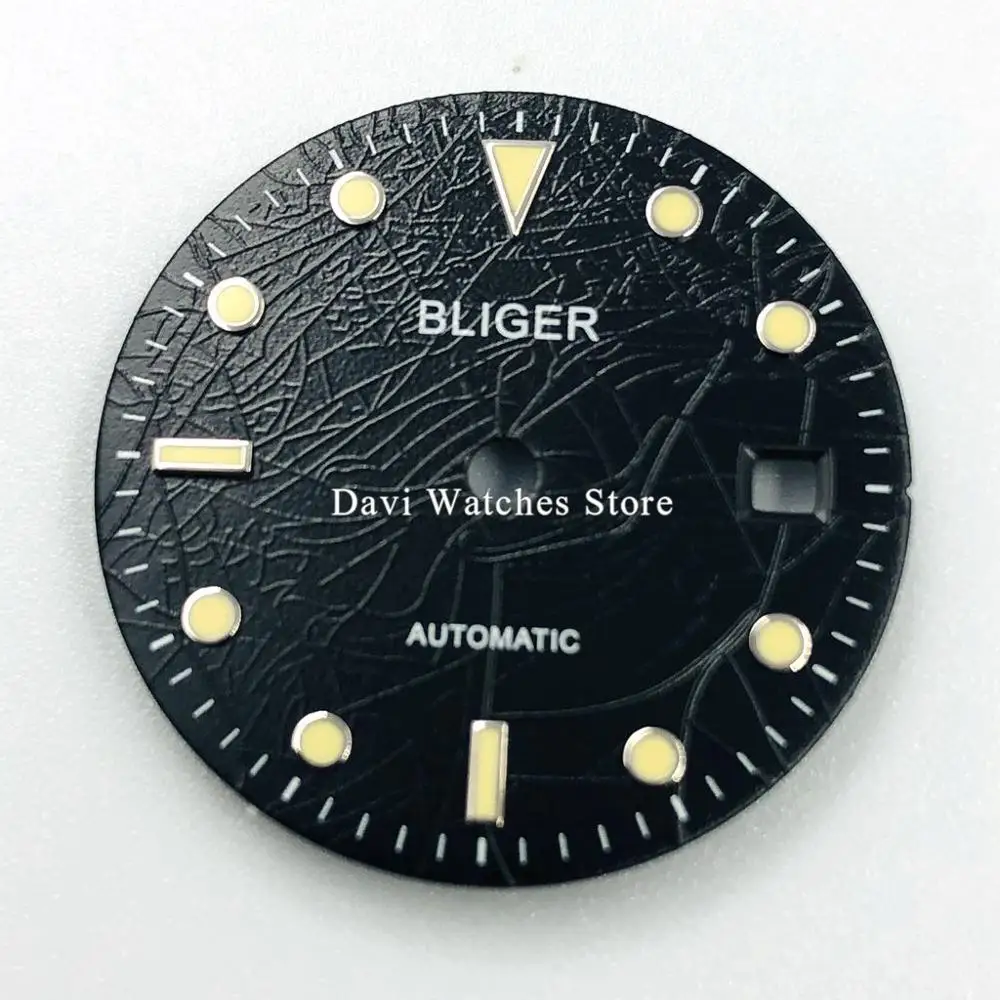 Новинка 29 2 мм Bliger/стерильные черные часы с циферблатом светящиеся подходят для ETA