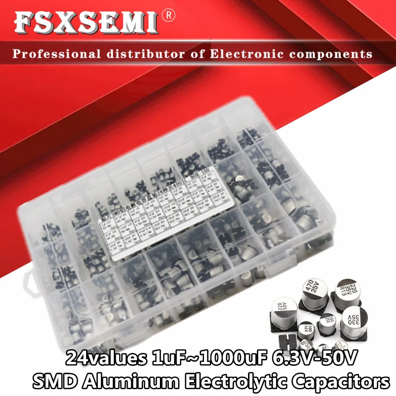 Алюминиевые Электролитические Конденсаторы SMD 1 мкФ Ф ~ 400 1000 в 50 В 24 значения 6 3 шт.
