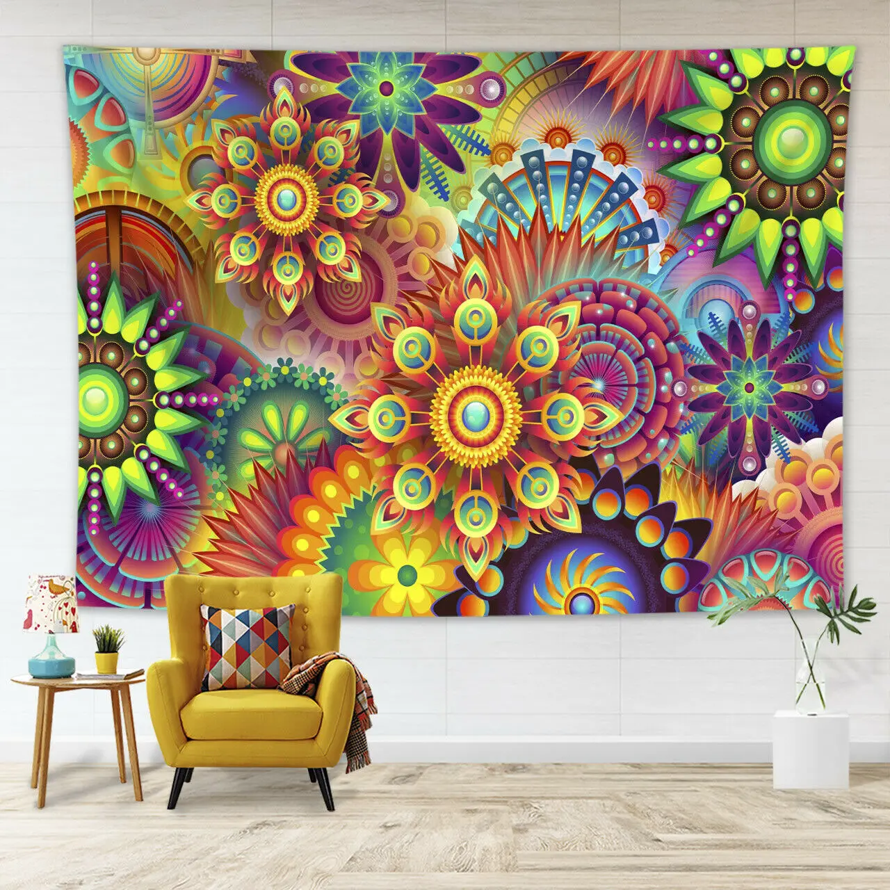 

Цветной гобелен с экзотическими цветочными узорами, настенный подвесной гобелен для гостиной, спальни, общежития