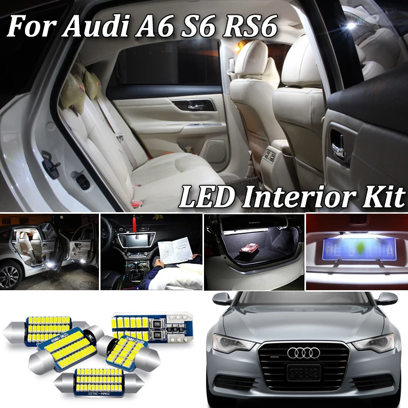 100% Белая светодиодная лампа без ошибок Canbus для Audi A6 S6 RS6 C5 C6 C7 4B 4F 4G Quattro Sedan Avant с