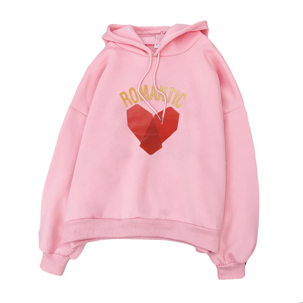Romatic Письмо Сердце печати толстовки для женщин уличная Осень Зима Плюшевые