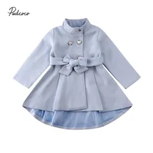 Baby Spring Autumn Clothing Kids Trench Elegant Toddler Baby Girl Outerwear Long Dress Windbreaker Jacket Coat Winter 1-5Y
