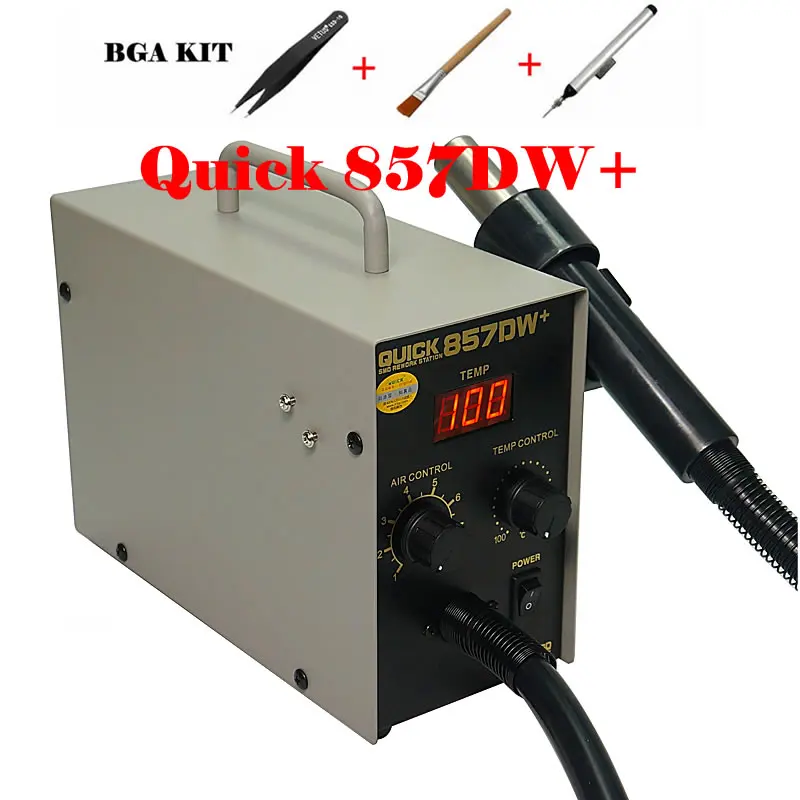 

850W Soldering Station QUICK 857DW+ Hot Air Gun Station with Heater Helical Wind Air Gun SMD Hot Rework Station