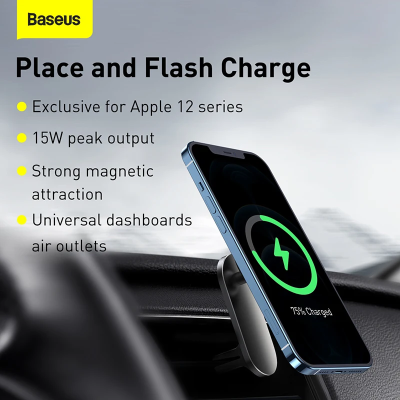 baseus magnetic wireless charger for iphone 12 pro max car holder fast wireless charging quick charger car mount for iphone free global shipping