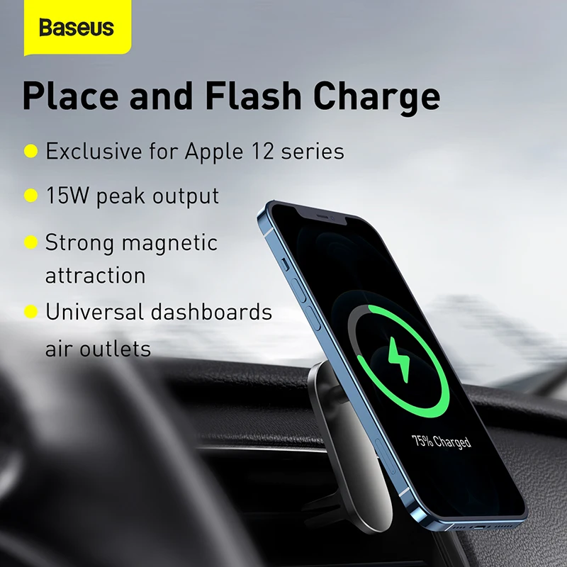 Baseus магнитное Беспроводное зарядное устройство для iphone 12 Pro Max автомобильный