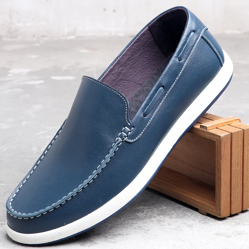 

2020 New Genuine Leather Men's Shoes Handmade Design Casual Loafer Shoes British Fashion Man Business Sewing Boat Shoes GZ2020