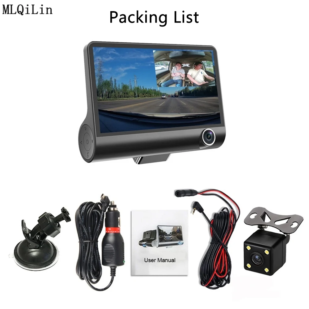 4 ''Трехходовой Видеорегистраторы для автомобилей FHD тремя объективами видео