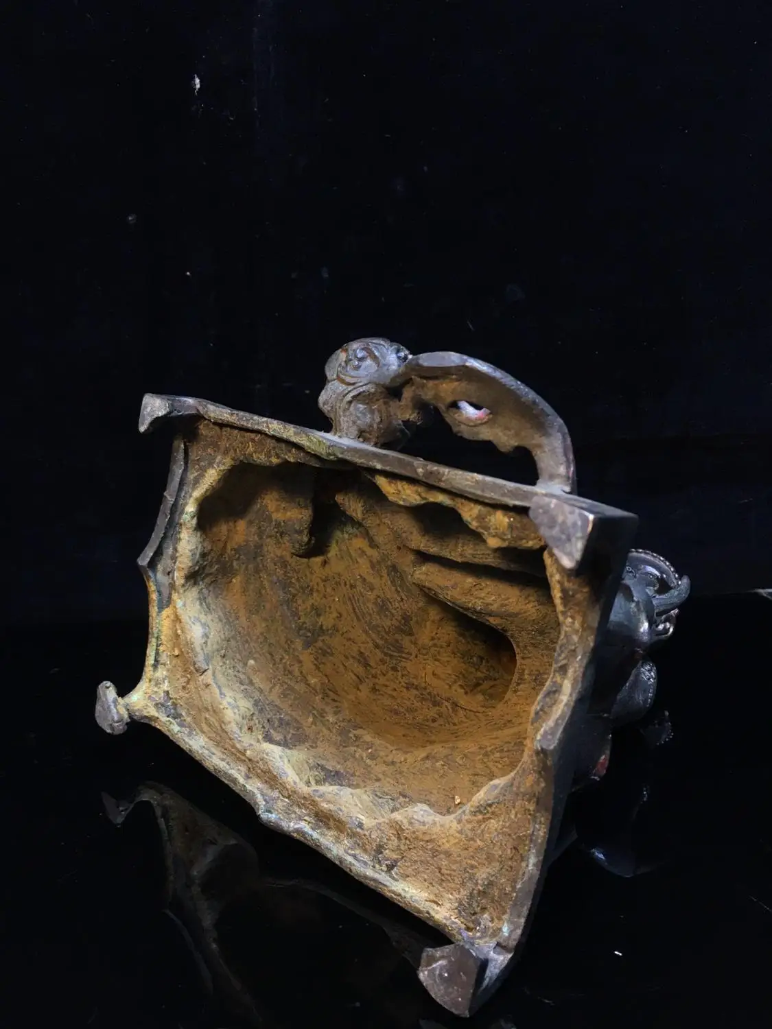 

Home Decor 10" Tibet Buddhism Temple Old Bronze Cinnabars Guanyin Bodhisattva Statue Avalokitesvara Amitabha statue