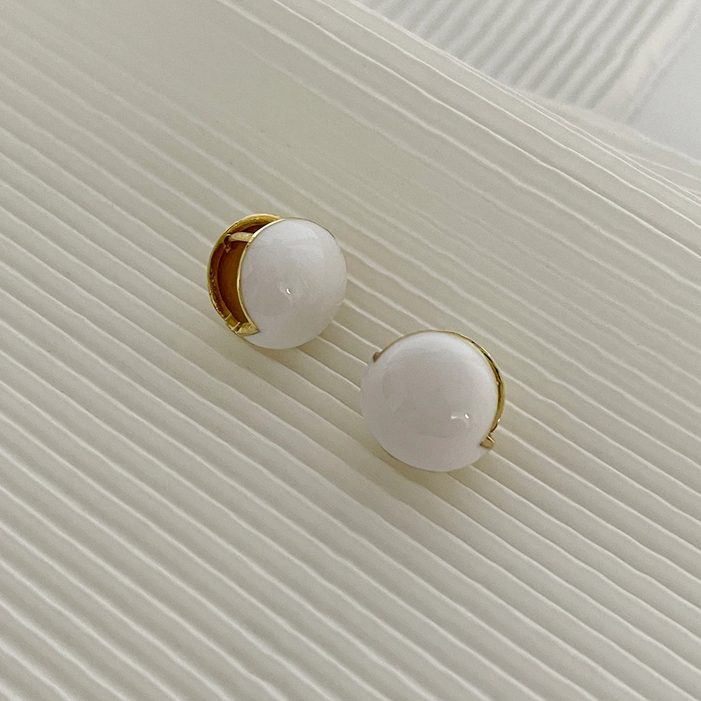 

Peri'sBox MultiColor Enamel Round Ball Geometric Huggies Earrings Glossy Copper Earrings for Women Minimalist Earrings Jewelry