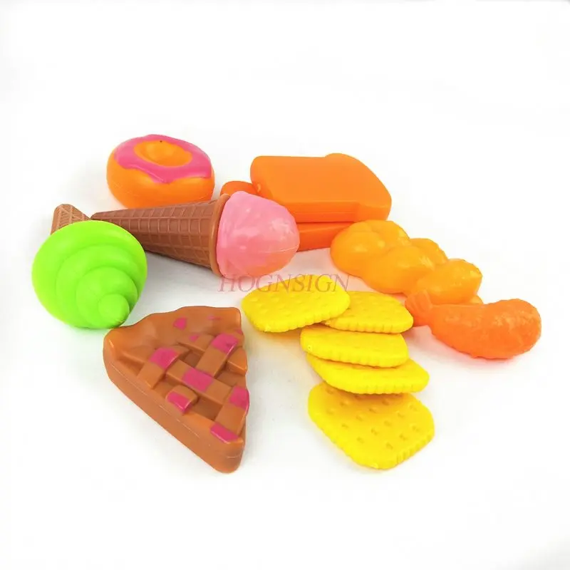 

13pcs Simulation Food Biscuits Ice Cream Fried Shrimp Rolled Bread Kids Kitchen For Child Kindergarten Teaching Aids 2021