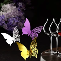 50pcsset butterfly heart laser cut wine glass name place cards wedding escort table decor for wedding party mark cup decoration