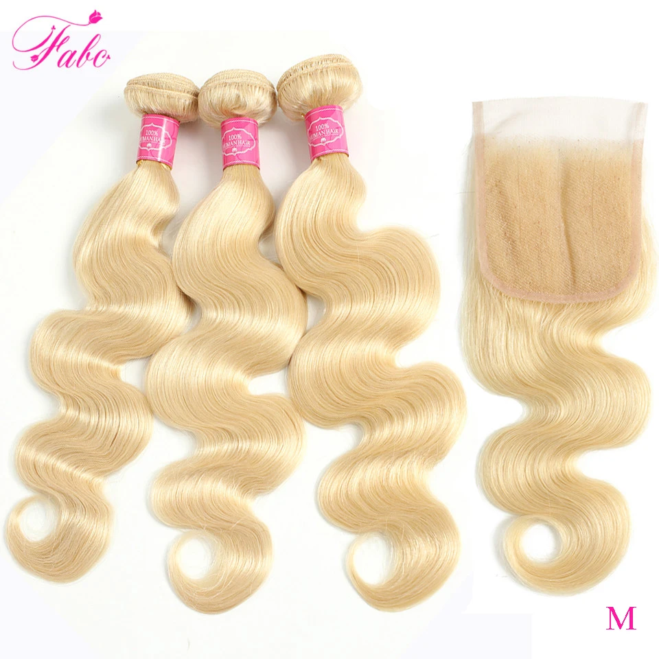 FABC волосы 613 пучки с закрытием бразильские Remy натуральные кудрявые волос