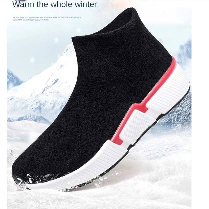 

2021 New Fashion Cotton Shoes Mens Winter Simple Thick Velvet Warm Lightweight Sneakers Travel Walking Hiking Leisure Snow Boots