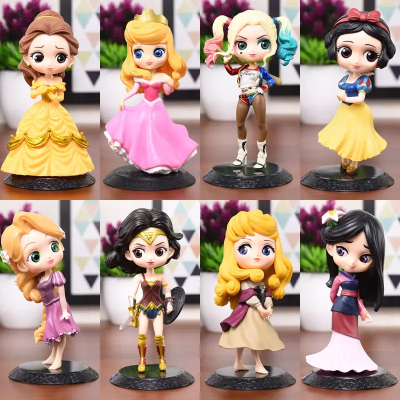 QPosket фигурки принцесс Диснея Mulan Ariel Tinker bell Эльза Белль ПВХ экшн-Фигурки игрушки