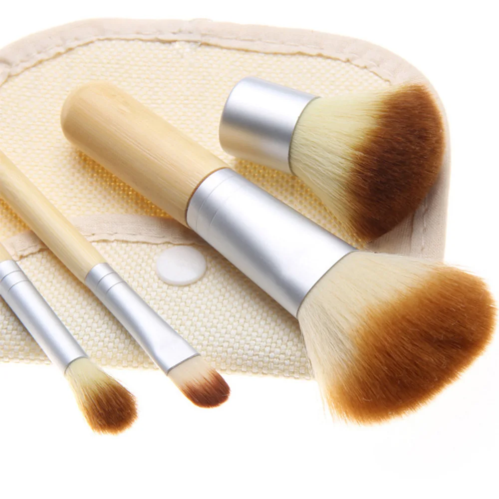 4 шт./компл. Мини Портативная Кисть для макияжа с мешком из мешковины кисть