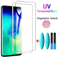 2pcs for samsung galaxy s21 s20 plus ultra s10 s9 s8 plus s7 edge galaxy note 20 ultra 10 9 8 full glued uv tempered glass