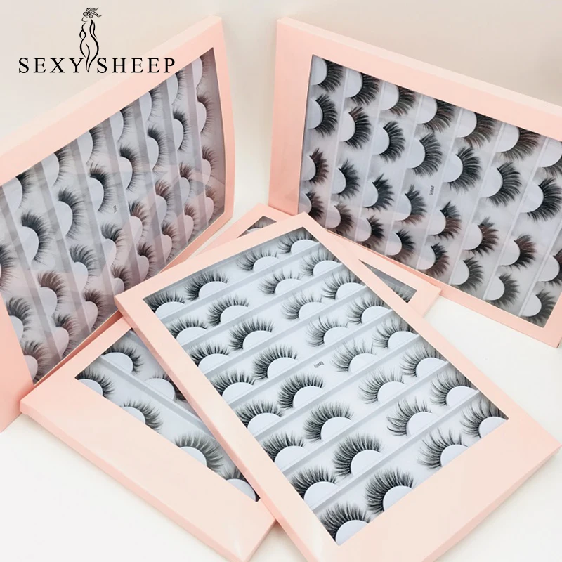 SEXYSHEEP 16 пар 3D Искусственные норковые ресницы ручной работы накладные ресницы пушистые длинные ресницы для макияжа Искусственные ресницы