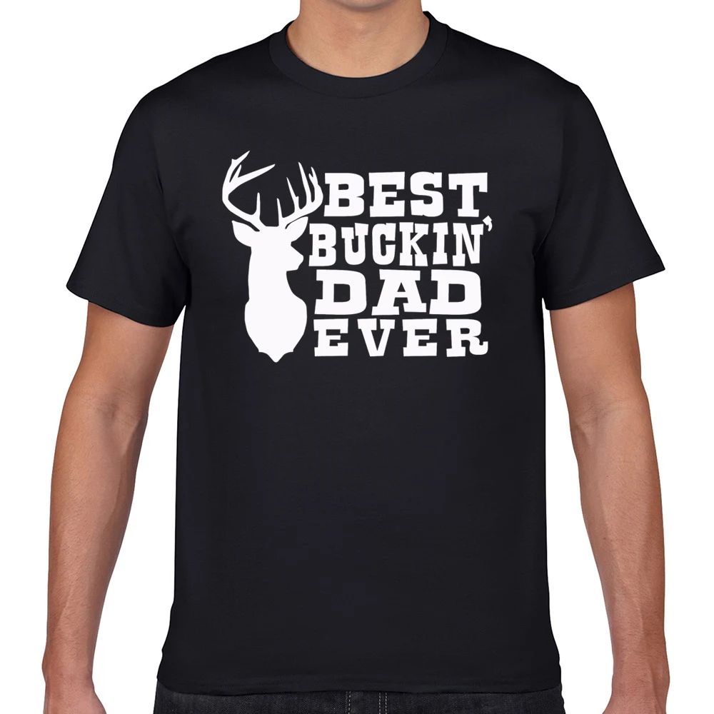

Tops T Shirt Men best buckin dad ever Humor White Geek Short Male Tshirt