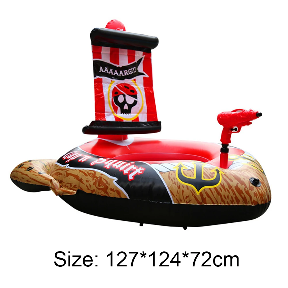 

Childrens Water Pirate Ship Inflatable Mount Toy Automatic Pumping Water Gun Pool Swimming Ring Pool Seat Toddler Water Toy