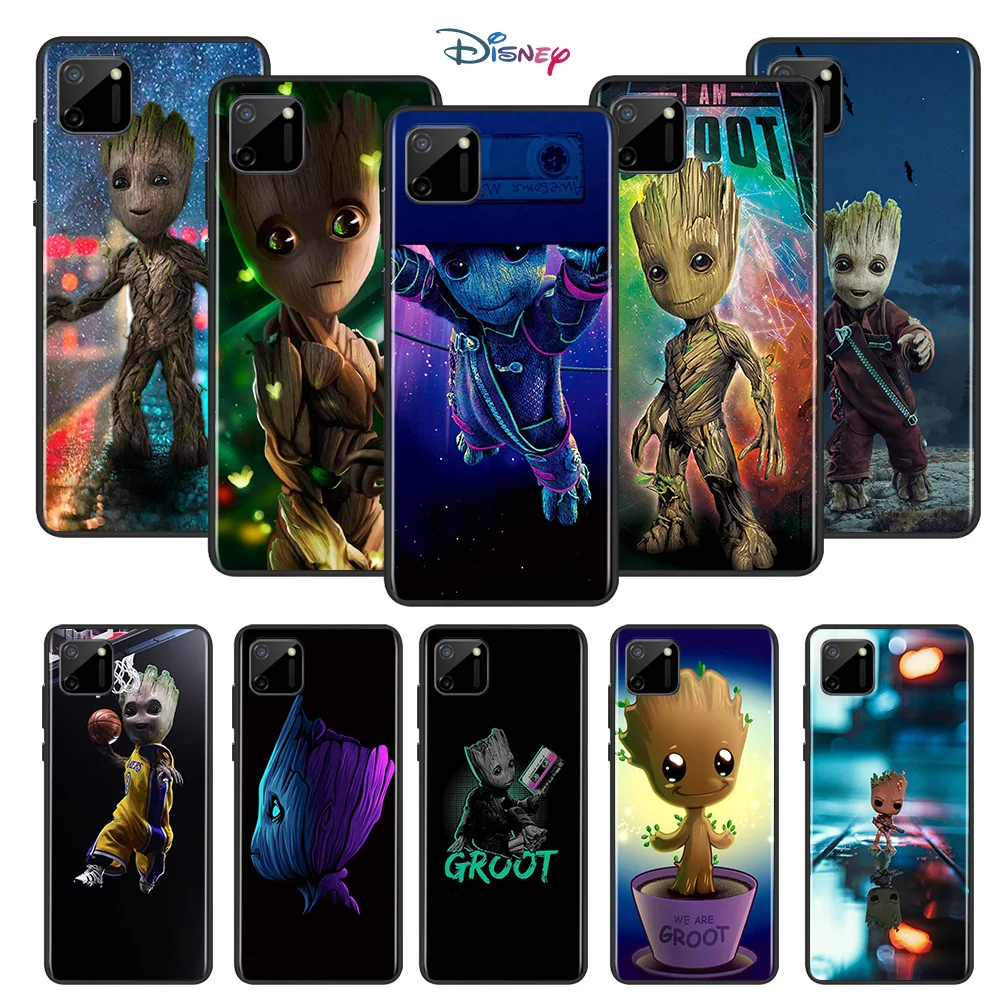 

Marvel Super Hero Avengers Groot For OPPO Realme 7i 7 6 6S 6i 5 5S 5i 3i Narzo 10 20 Pro Global TPU Silicone Black Phone Case