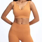 Женский комплект для йоги, из 2 предметов, бесшовный спортивный костюм в рубчик, бюстгальтер для фитнеса, спортивные Леггинсы с высокой талией