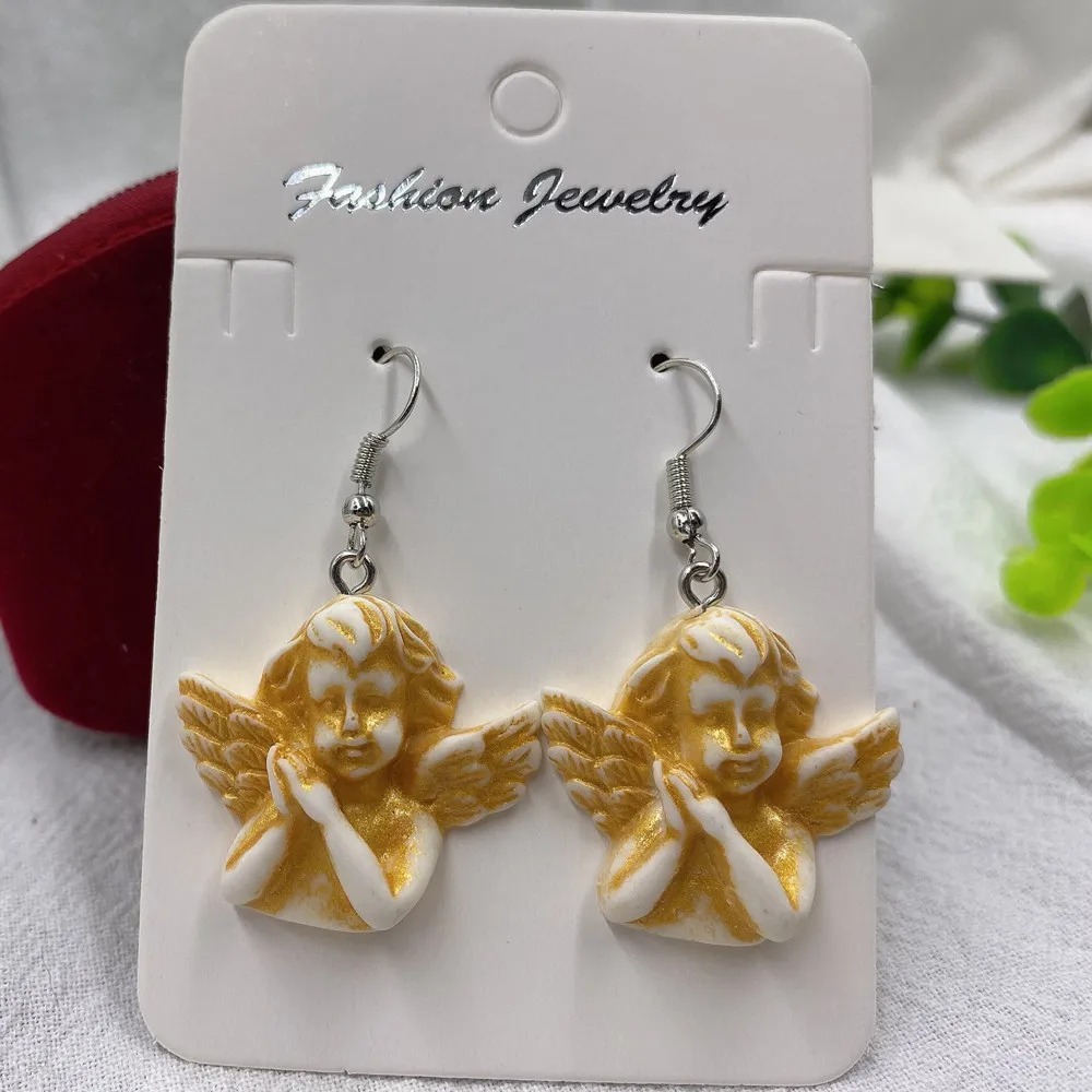 

Fashion Cute Cupid Angel Pendant Drop Earring Vintage Angel Drop Earrings Punk Jewelry For Cool Women Girl Friendship Gifts