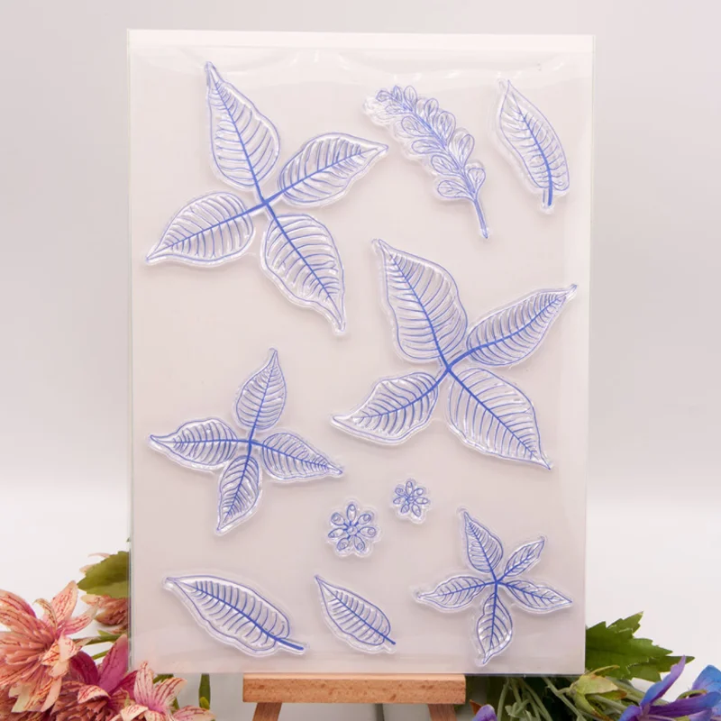 

1pc Tree Leaves Transparent Clear Silicone Stamp Seal Cutting DIY Scrapbook Rubber Coloring Embossing Diary Decoration Reusable