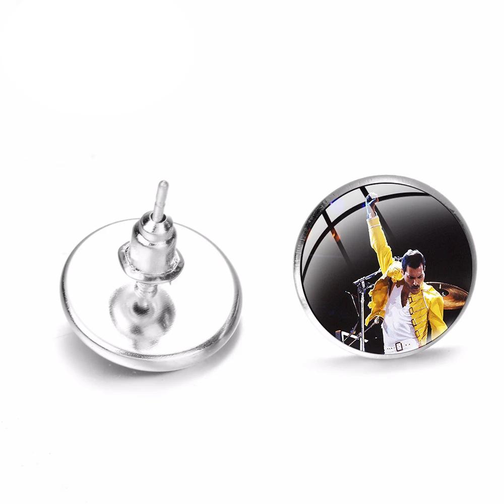 Серьги с изображением Фредди Меркьюри стеклянный купол ювелирные изделия ручной