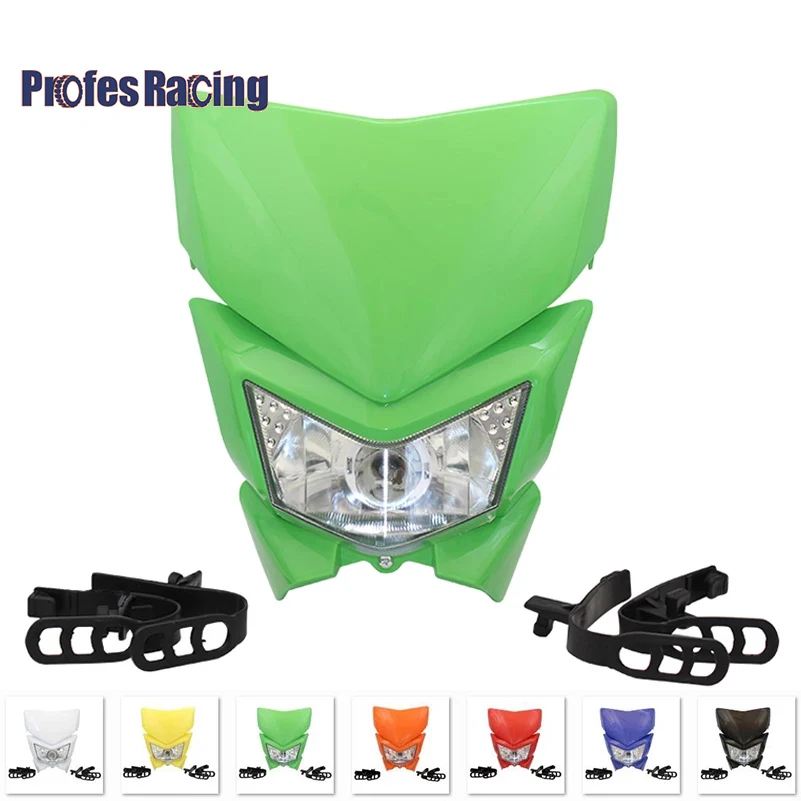 ProfesRacing Motorcycle Headlight Headlamp Motorbike Head Lamp Mask Refires 35W 12V 4WD For KLX450 250 Dirt Bikes Motocross
