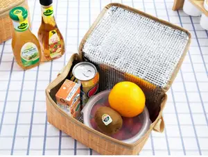 Сумка для обедов из искусственного ротанга, плотная, водонепроницаемая, 50 шт.