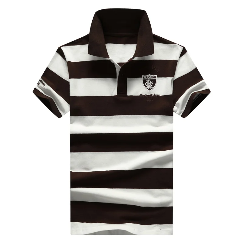 Рубашка-поло мужская в полоску Хлопковая сорочка-поло трендовая брендовая