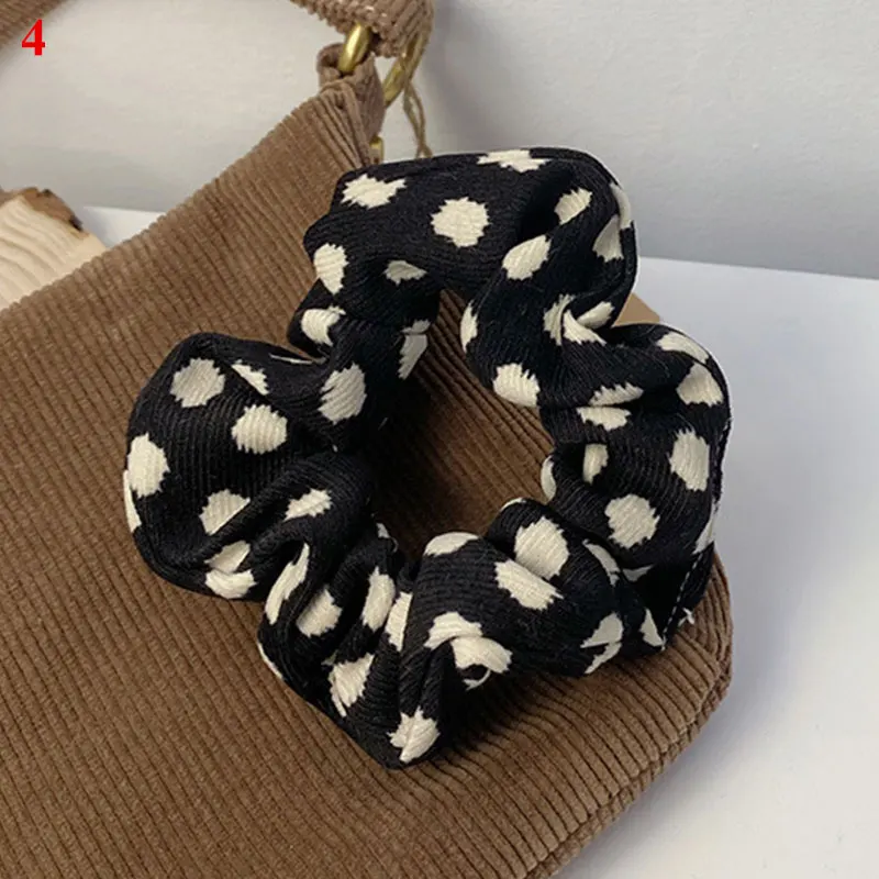 

Korea Leopard Autumn Winter Women Warm Corduroy Big Hair Scrunchies Solid Soft Vintage Hair Gums Striped Fabric Rubber Bands