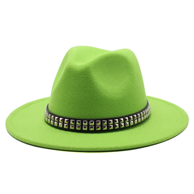 

British Classic Jazz Hat Autumn Winter Woolen Top Hat Men Women Fashion All-match Flat Brim Outdoor Travel Hat Gentleman Cap