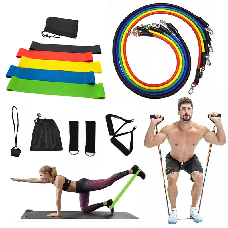 

17Pcs/Set Latex Resistance Bands Crossfit Training Exercise Yoga Tubes Pull Rope,Rubber Expander Elastic Bands Fitness With Bag