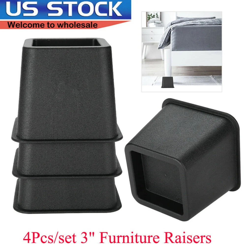 

4PCS Square Furniture Risers Anti-Slip Chair Leg Caps Sofa Bed Leg Covers Pads Floor Protectors