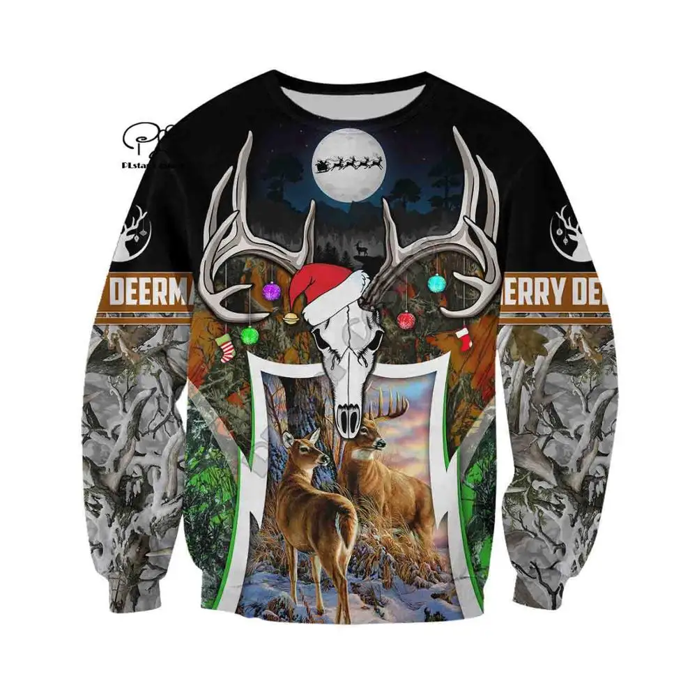 

PLstar Cosmos 3DPrint Merry Christmas Santa Claus Deer Elk Harajuku Streetwear Funny Unisex Zip Hoodies/Sweatshirt/Jacket/c14